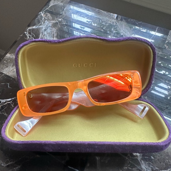 Gucci Vibrant Orange Rectangular Sunglasses